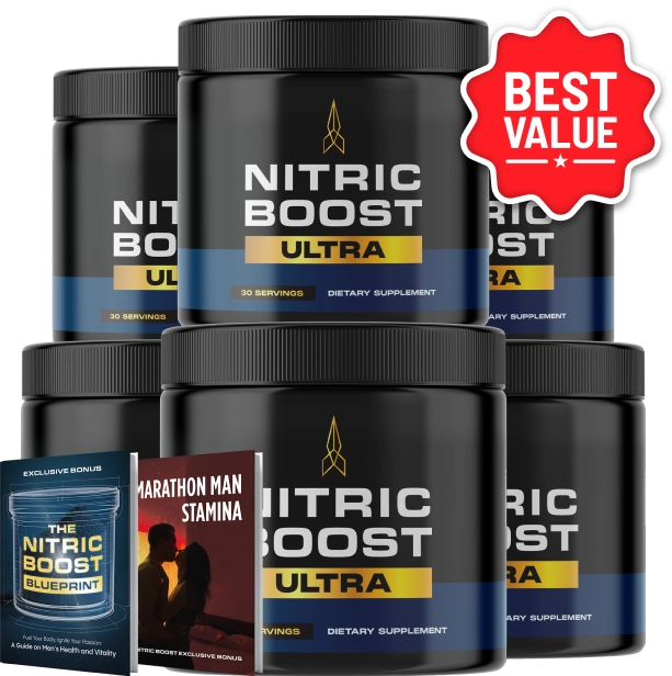 Nitric Boost Ultra 6 bottles with free bonuses - best value 180 day supply
